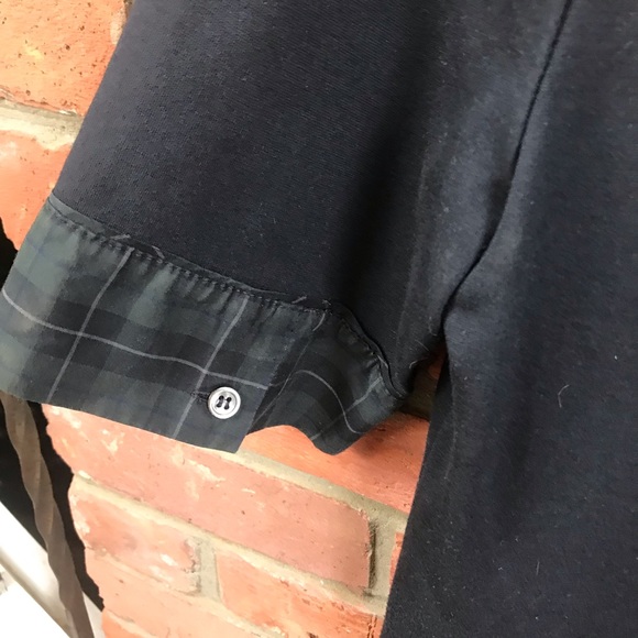 Theory A-Line Stretch Shirt Dress Plaid Mixed Fabric Button Down Fit Flare Midi - Picture 5 of 16